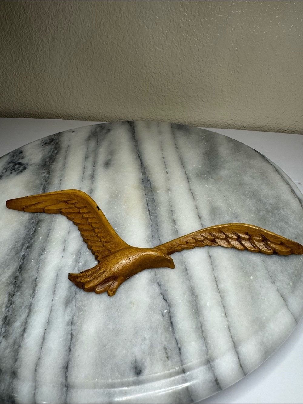 Vintage Mid-Century Flying Seagull Wall Decor-Faux Wood Molded Plastic Bird